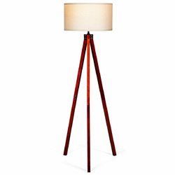 Modern Wood Tripod Floor Lamp w/ Foot Switch