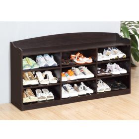 Entryway Shoe Bench, Open Shelve Shoe Rack fits 18 Pairs of Shoes Red Cocoa