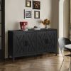 60 inches Modern Farmhouse Accent Cabinet with 4 Doors and Adjustable Shelf Wood Sideboard Buffet Cabinet Console Table Credenza Buffet Table for Kitc