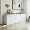 6 drawer white double dresser; living room wood storage with easy pull out handles; bedroom chest of drawers