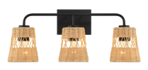 Moonlit Three Lights Wall Sconce With Rattan Shade
