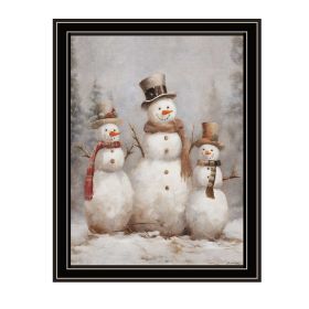 Trendy Decor 4U Three Snowman Pals Black Framed Wall Art for Living Room, Holiday Wall Art Print for Home Decor, Bedroom Wall Art by Jo Moulton