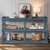 Console Table with 3-Tier Open Storage Spaces And Roman Column Effect Support Legs,Narrow Sofa Entry Table for Living Room