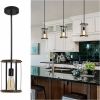 Vintage Rustic Pendant Light Metal Cage Pendant Lamps with Adjustable Length for Kitchen Island Living Room Dining Room