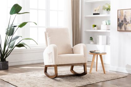 COOLMORE Rocking Chair, Modern Glider Chair, Recliner Armchair with Wood Legs and Side Pocket