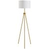 Homcom 59.75" Standing Floor Lamp Fabric Lampshade Steel Tripod, Gold