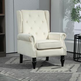 COOLMORE Wood Frame Armchair, Modern Accent Chair Lounge Chair with Sturdy Wood Legs for Living Room Bedroom (Beige)