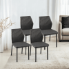 Dark Grey PU Leather Dining Chairs Living Room Chair Modern Kitchen Armless Side Chair with Metal Legs(Set of 4)