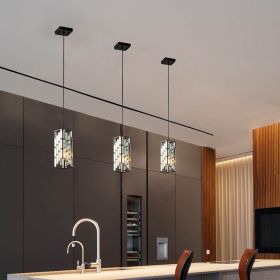 Modern Crystal Pendant Light - 3 Pack, Adjustable Hanging Ceiling Lamp with Crystal Prism Design for Dining Room, Kitchen Island