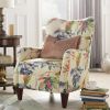 Paradise Upholstered Arm Chair, Off-White/Floral Printed On Cotton