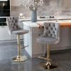 Golden Swivel Velvet Barstools Adjustable Seat Height 25-33 In, Upholstered Backs