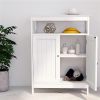 Standing storage with double shutter doors cabinet-White