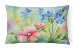 State Watercolor Flowers Throw Pillow for Indoor/ Outdoor Patio Washable, Alaska Forget-me-nots in Watercolor,12Hx16W