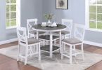 Counter Height Dining Table w Storage Shelve 4x Chairs Padded Seat Unique Design Back 5pc Dining Set White Color