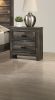 Contemporary 2-Drawer Nightstand End Table Brown Mixed Finish Two Storage Drawers Black Finished Handles Bedroom Furniture