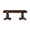 Traditional Style Dining Table with Extension Leaves Cherry Finish with Gold Tipping Double Pedestal Base Wooden Dining Furniture