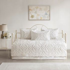 5 Piece Tufted Cotton Chenille Daybed Set Off-White Daybed