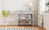 TREXM Retro Console Table with Drawer and Two Sturdy Shelves for Entryway, Living Room (Antique White)