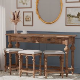 Wallace & Bay Ludin Brown Console Table With 3 Stools