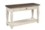 Antique White and Brown Console Table w/ Storage