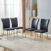 Modern minimalist dining chairs, black PU leather curved backrest and seat cushions,electroplated metal chair legs, suitable for restaurants, bedrooms