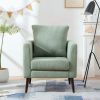 Barrel Chair, Teddy Fabric Accent Chair, Fabric Armchair Club Chair,Upholstered Arm Chair with Solid Wood Legs,Waist Pillow