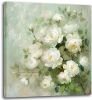 White Camellia Flower Wall Art, Floral Canvas Wall Art,  White Blossom Green Leaf Painting