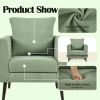 Barrel Chair, Teddy Fabric Accent Chair, Fabric Armchair Club Chair,Upholstered Arm Chair with Solid Wood Legs,Waist Pillow