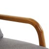 High Back Belt Waist Pillow Log Color Solid Wood Armrest Backrest Seat Frame Iron Frame Indoor Rocking Chair/armchair dual use Dark Gray Linen