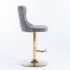 Golden Swivel Velvet Barstools Adjustable Seat Height 25-33 In, Upholstered Backs