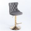 Golden Swivel Velvet Barstools Adjustable Seat Height 25-33 In, Upholstered Backs