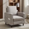 Mid-Century Accent Chair ,Modern Linen Fabric Armchair for Living Room,Double side pockets,, comfortable and padded reading feature sofa chair