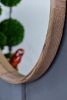 28" Round, Wall Mounted Wood Mirror, Home Decor for Living Room