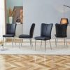 Modern minimalist dining chairs, black PU leather curved backrest and seat cushions,electroplated metal chair legs, suitable for restaurants, bedrooms