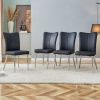 Modern minimalist dining chairs, black PU leather curved backrest and seat cushions,electroplated metal chair legs, suitable for restaurants, bedrooms