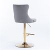 Golden Swivel Velvet Barstools Adjustable Seat Height 25-33 In, Upholstered Backs