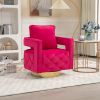 Swivel Accent Chair - Modern Accent Chair with Pillow, Velvet Armchair Side Chair with Tufted Button for Living Room, Bedroom, Office(RED)