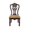 Formal Traditional Dining Chairs 2pc Set Dark Cherry Finish with Gold Tipping Jacquard Fabric Upholstered Extravagant Carving Dining Room Furniture