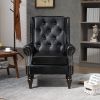 COOLMORE Wood Frame Armchair, Modern Accent Chair Lounge Chair with Sturdy Wood Legs for Living Room Bedroom (Black PU)