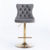 Golden Swivel Velvet Barstools Adjustable Seat Height 25-33 In, Upholstered Backs