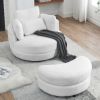 39"W Oversized Swivel Chair with moon storage ottoman for Living Room
