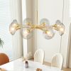 Modern Gold 8-Light Sputnik Chandelier with Clear Glass Shades, Mid-Century Hanging Pendant Light Fixture for Dining Room, Living Room