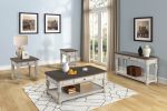 Antique White and Brown Console Table w/ Storage