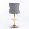 Golden Swivel Velvet Barstools Adjustable Seat Height 25-33 In, Upholstered Backs