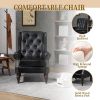 COOLMORE Wood Frame Armchair, Modern Accent Chair Lounge Chair with Sturdy Wood Legs for Living Room Bedroom (Black PU)