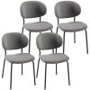 Grey Boucle Fabric Dining Chairs Set of 4, Mid-Century Modern Dining Chairs, Kitchen Dining Room Chairs