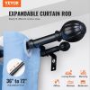 VEVOR Double Rod Curtain Rods, 36-72 inches(3-6ft) Adjustable Length, Black Double Curtain Rods with Round Finials, 1" and 3/4" Diameter
