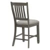 Antique Gray Finish Counter Height Chairs 2pc Set Dining Room Furniture Upholstered Seat Wooden Chairs Classic Style