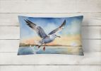 Birds, Birds, Birds Throw Pillow for Indoor Couch Bed Outdoor Patio Washable, Gull Flying Low 7516,12Hx16W