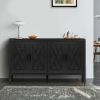 60 inches Modern Farmhouse Accent Cabinet with 4 Doors and Adjustable Shelf Wood Sideboard Buffet Cabinet Console Table Credenza Buffet Table for Kitc
